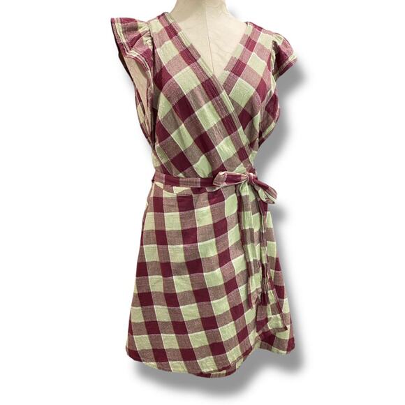 XL Madewell Gingham Wrap Mini Dress MC977 Cotton - Picture 1 of 7